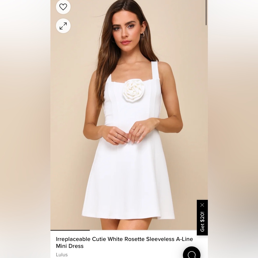 Lulu's White Sleeveless A-Line Mini Dress with Rosette